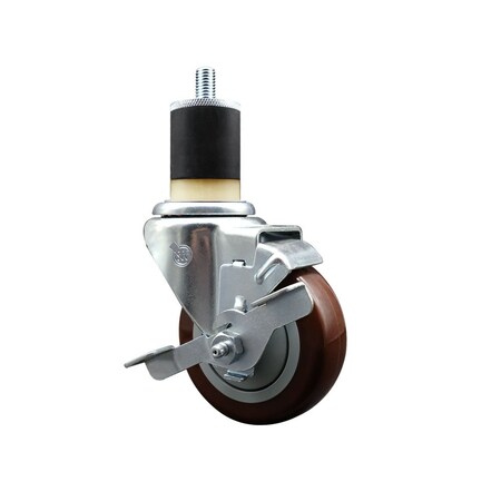 Service Caster 3.5'' Maroon Poly Swivel 1-7/8'' Expanding Stem Caster with Brake SCC-EX20S3514-PPUB-MRN-TLB-178